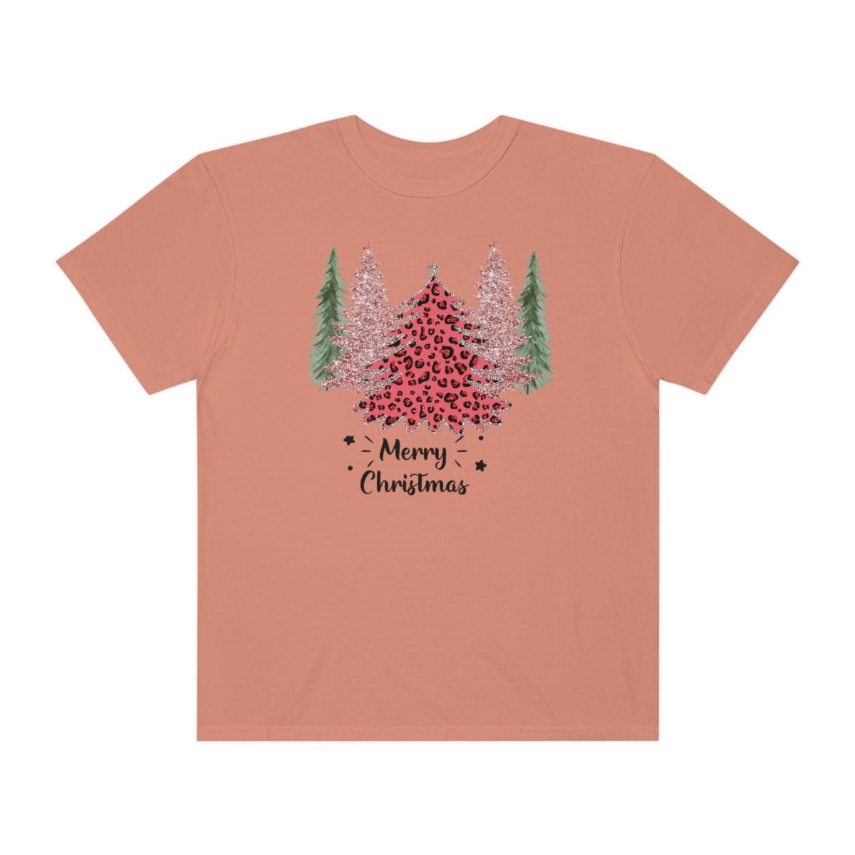 Leopard Plaid Christmas Shirt, Trees Plaid Comfort Colors, Pink Leopard Shirt, Leopard T-Shirt, Holiday Gift