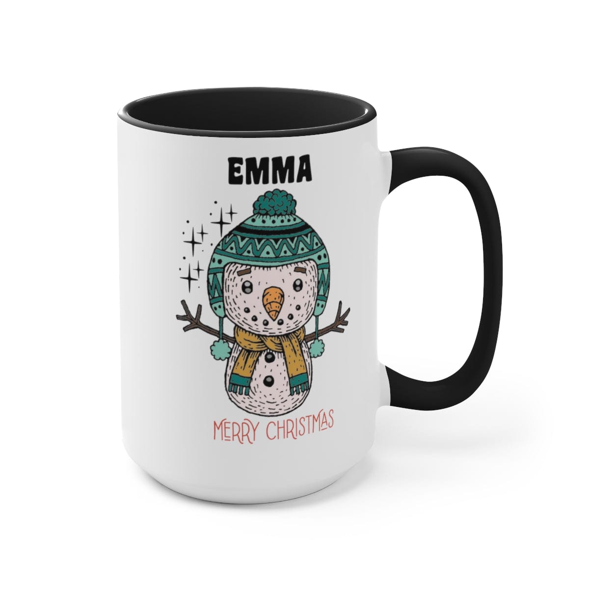Emma Merry Christmas Mug - Christmas Decor - Gift for Friend - 15 oz Two-Tone Coffee Mugs