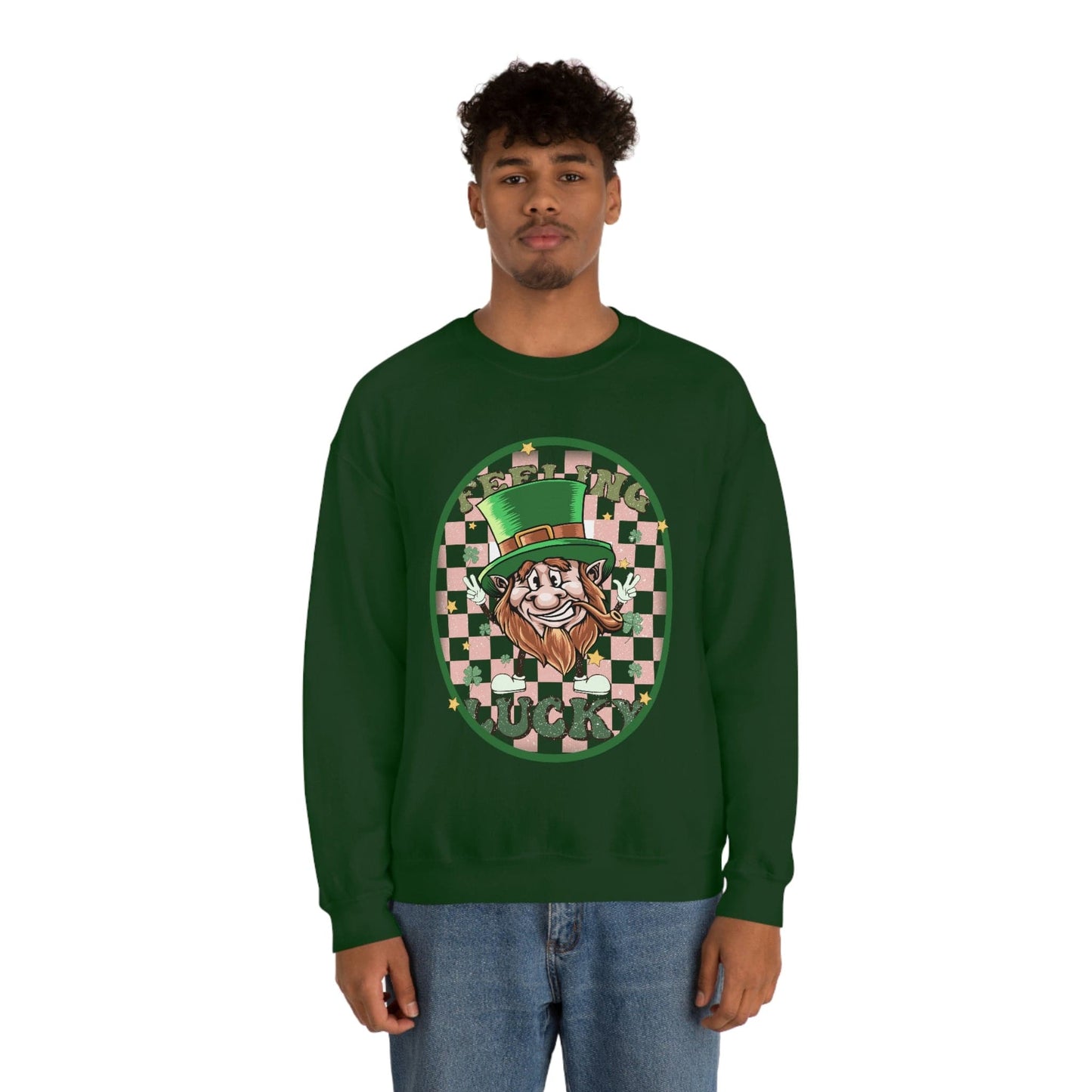 2023 St. Patrick's Day Unisex Lucky Leprechaun Funny Humorous Pink Green Sweatshirt