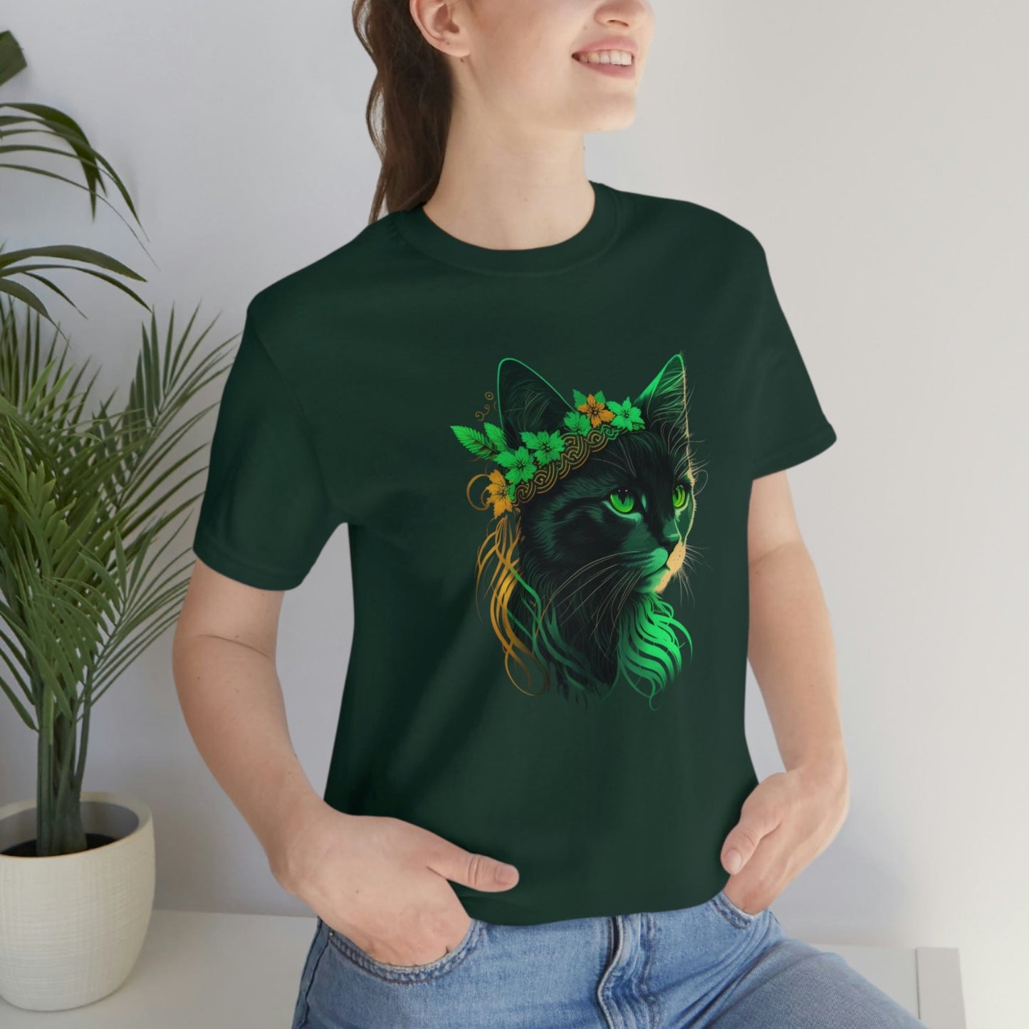 2023 Unisex Green Cat Lover Irish St Patricks Day Funny Gaelic T-Shirt