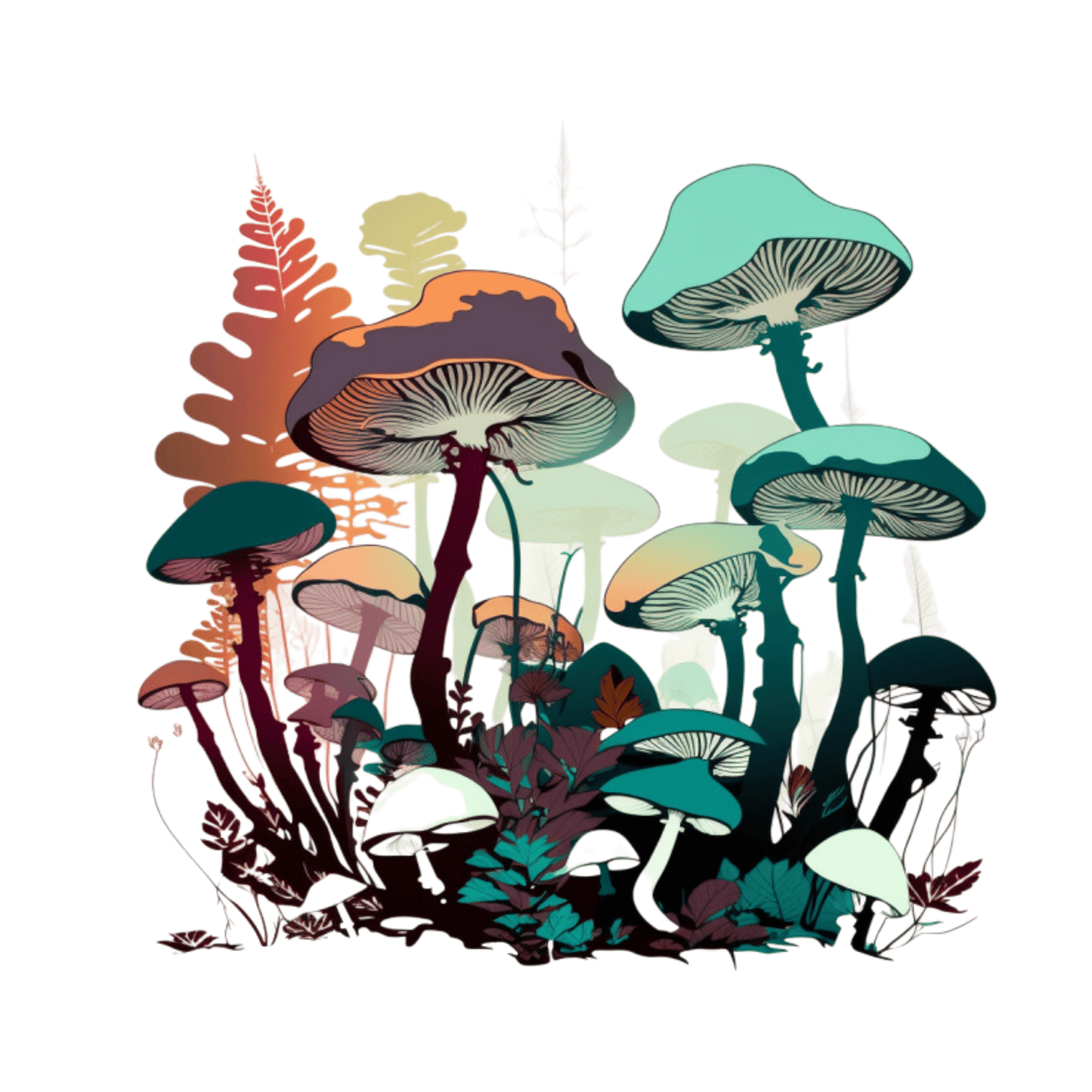 Mind-Bending Magical Mushroom Trip Images 2023 7 PNGs Set - Print on Demand Free Download - Instant Download