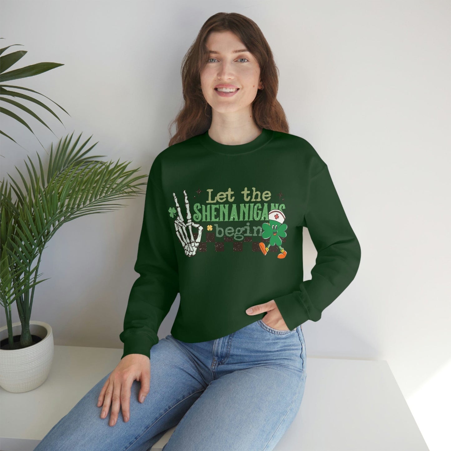 2023 Let the Shenanigan Begin Funny Skeleton St. Patrick's Day Unisex Sweatshirt