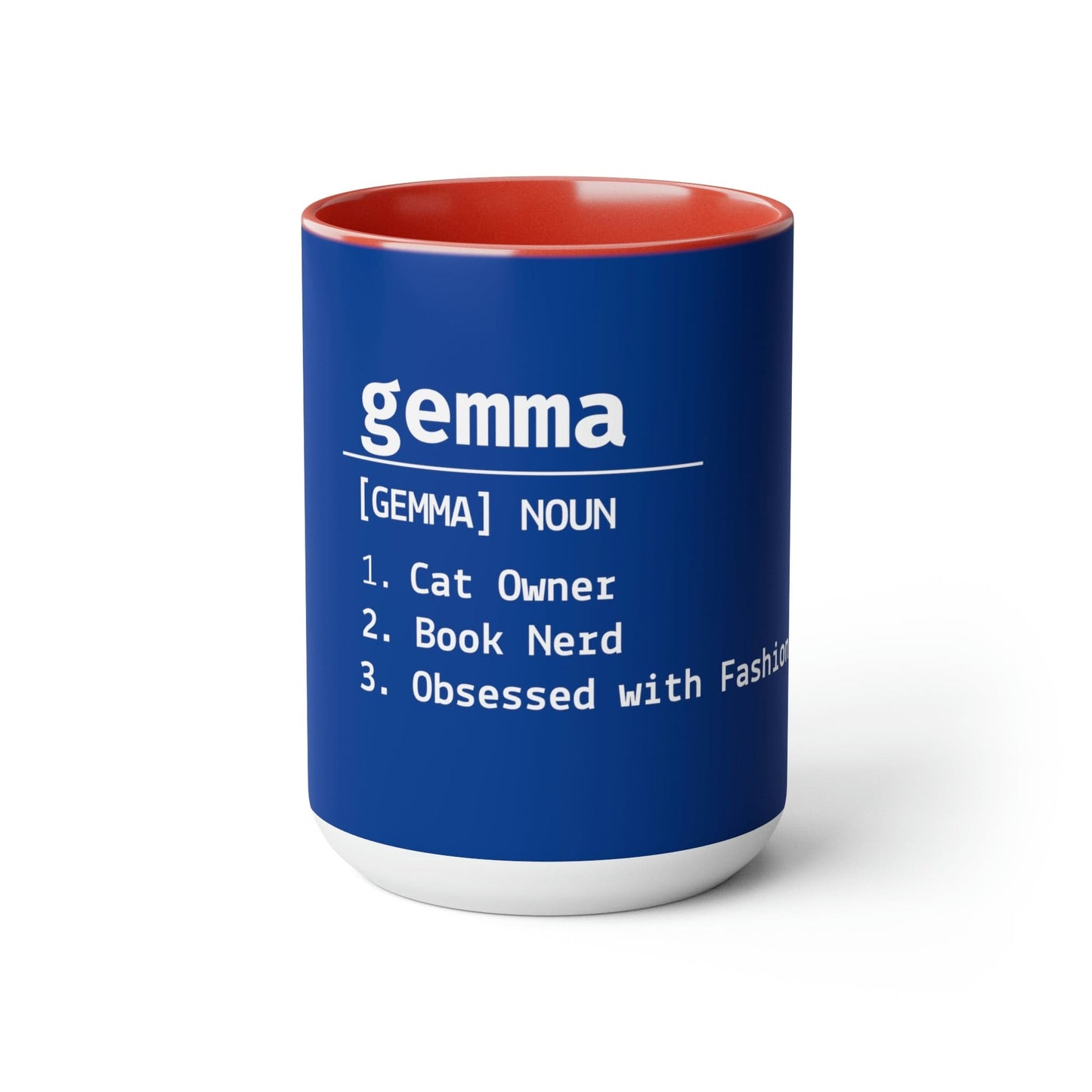 Make It Personal: Name Engraved Blue Mug 2023 with Name Definition for Mothers and Father's Day 15 oz Two-Tone Coffee Mugs