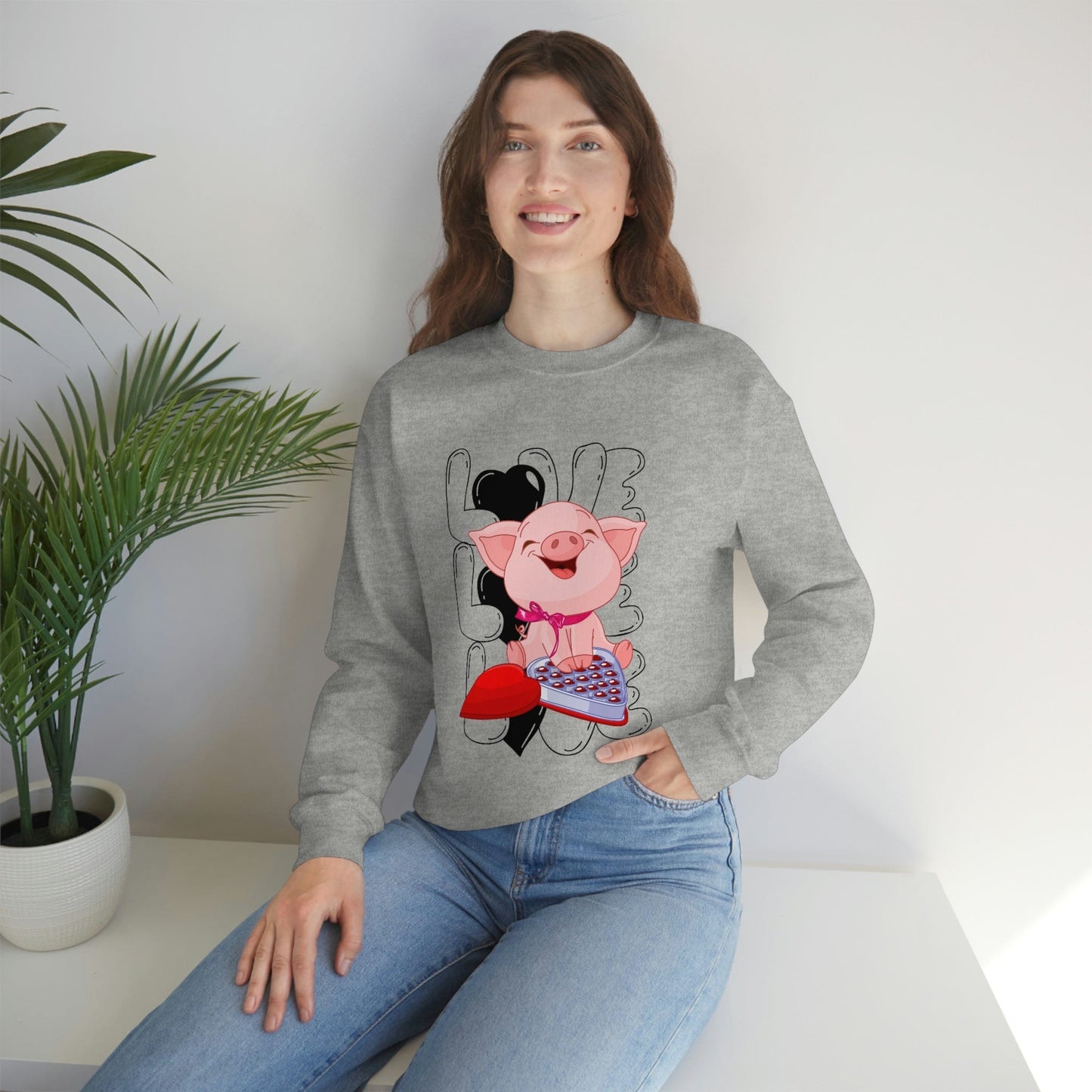 Sweet & Studious: Valentine's Day 2023 Love Piglet Chocolate Study Sweatshirt