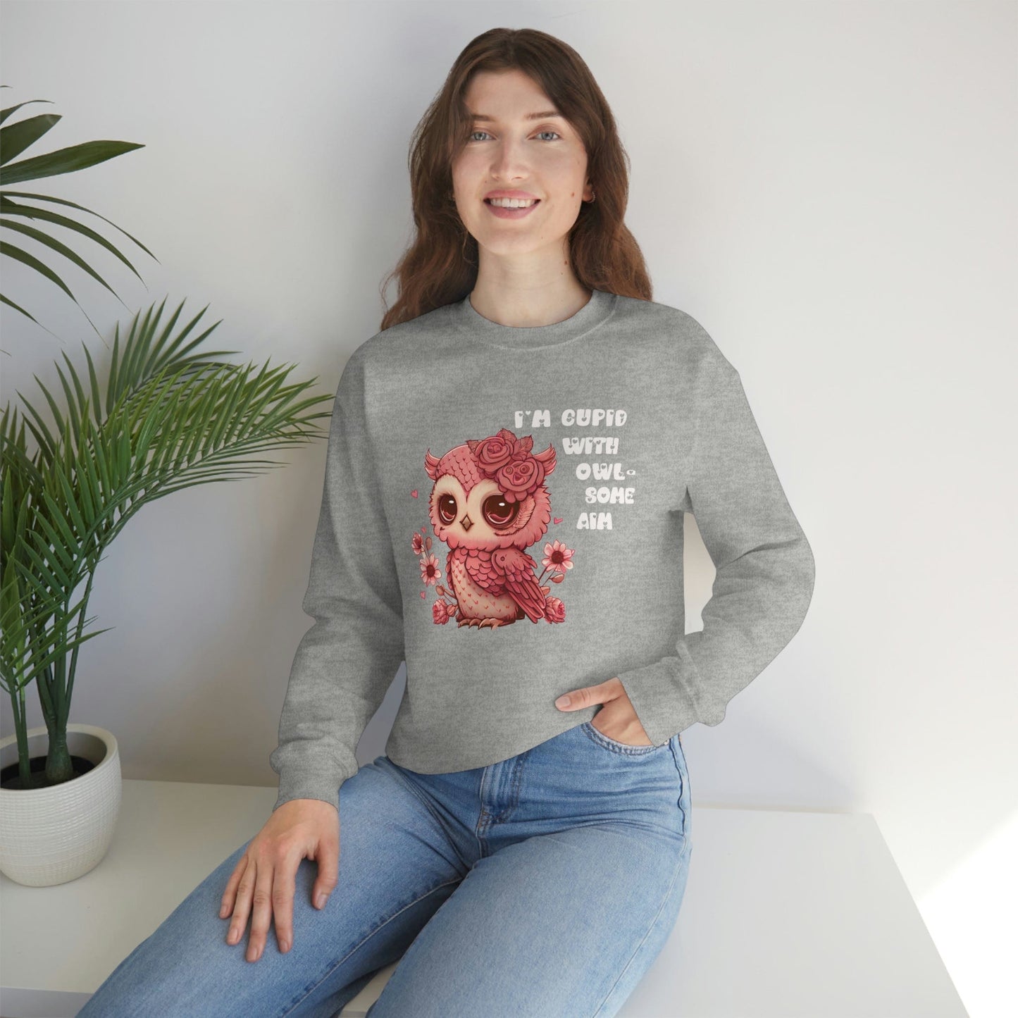 2023 Valentine's Day Gift: I'm Cupid with Owl, Some Aim Sweatshirt