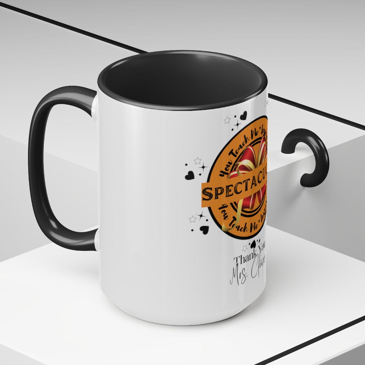 Teacher Personalized Mug, Christmas Decor, Gift for Teacher 15 oz Two-Tone Coffee Mugs