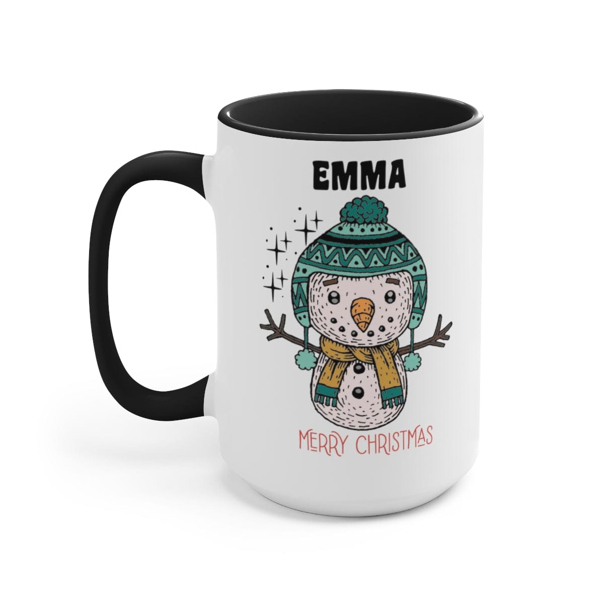 Emma Merry Christmas Mug - Christmas Decor - Gift for Friend - 15 oz Two-Tone Coffee Mugs