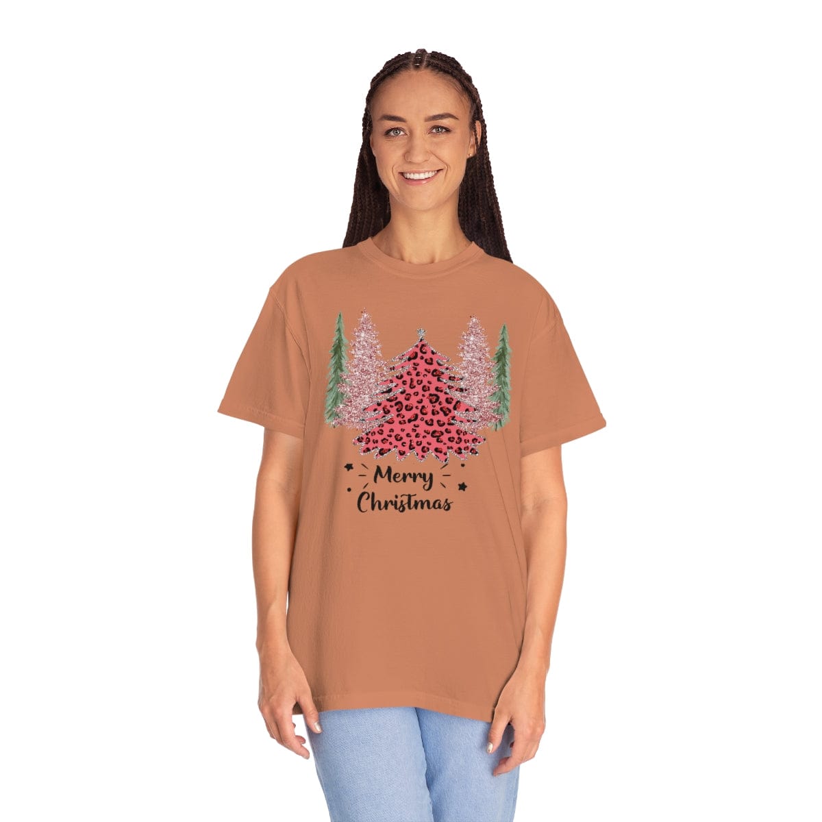 Leopard Plaid Christmas Shirt, Trees Plaid Comfort Colors, Pink Leopard Shirt, Leopard T-Shirt, Holiday Gift