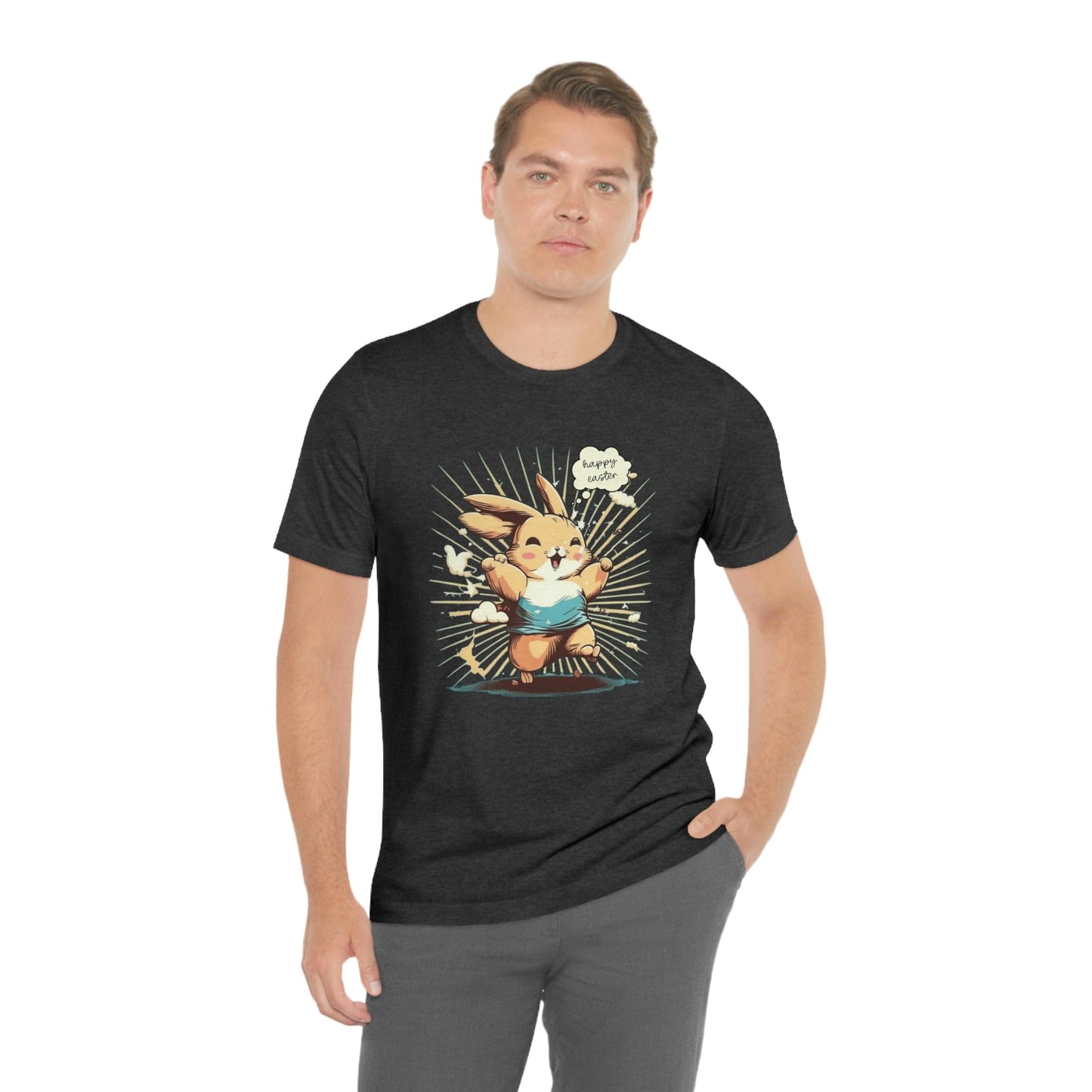 2023 Unisex Ecstatic Funny Hoppy Groovy Easter Bunny Smile Face Bunny T-Shirt