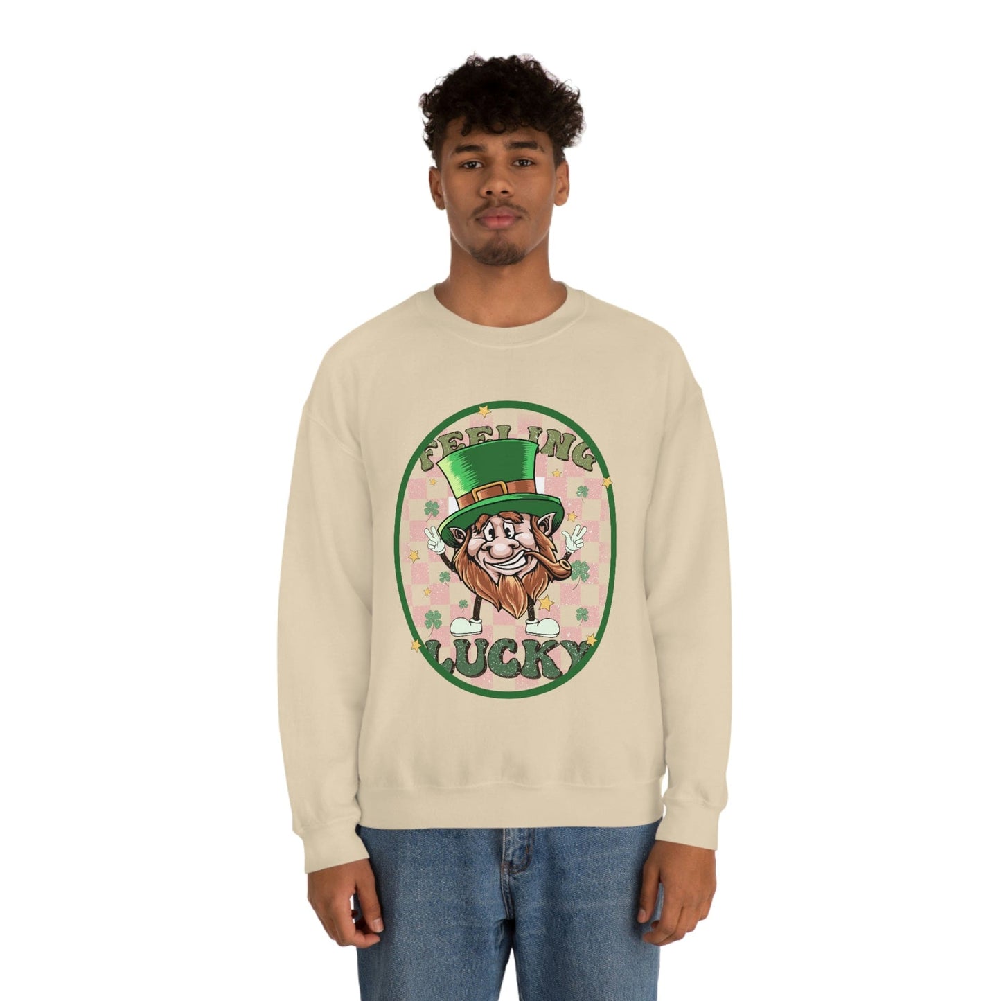 2023 St. Patrick's Day Unisex Lucky Leprechaun Funny Humorous Pink Green Sweatshirt