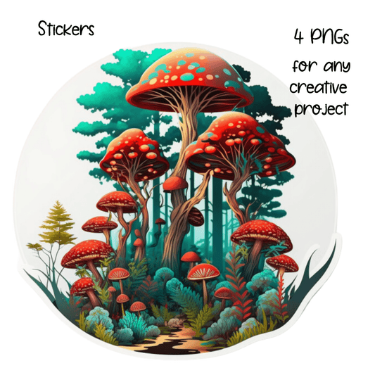 Mind-Bending Magical Mushroom Trip Images 2023 4 PNGs Set - Print on Demand Free Download - Instant Download Part 2