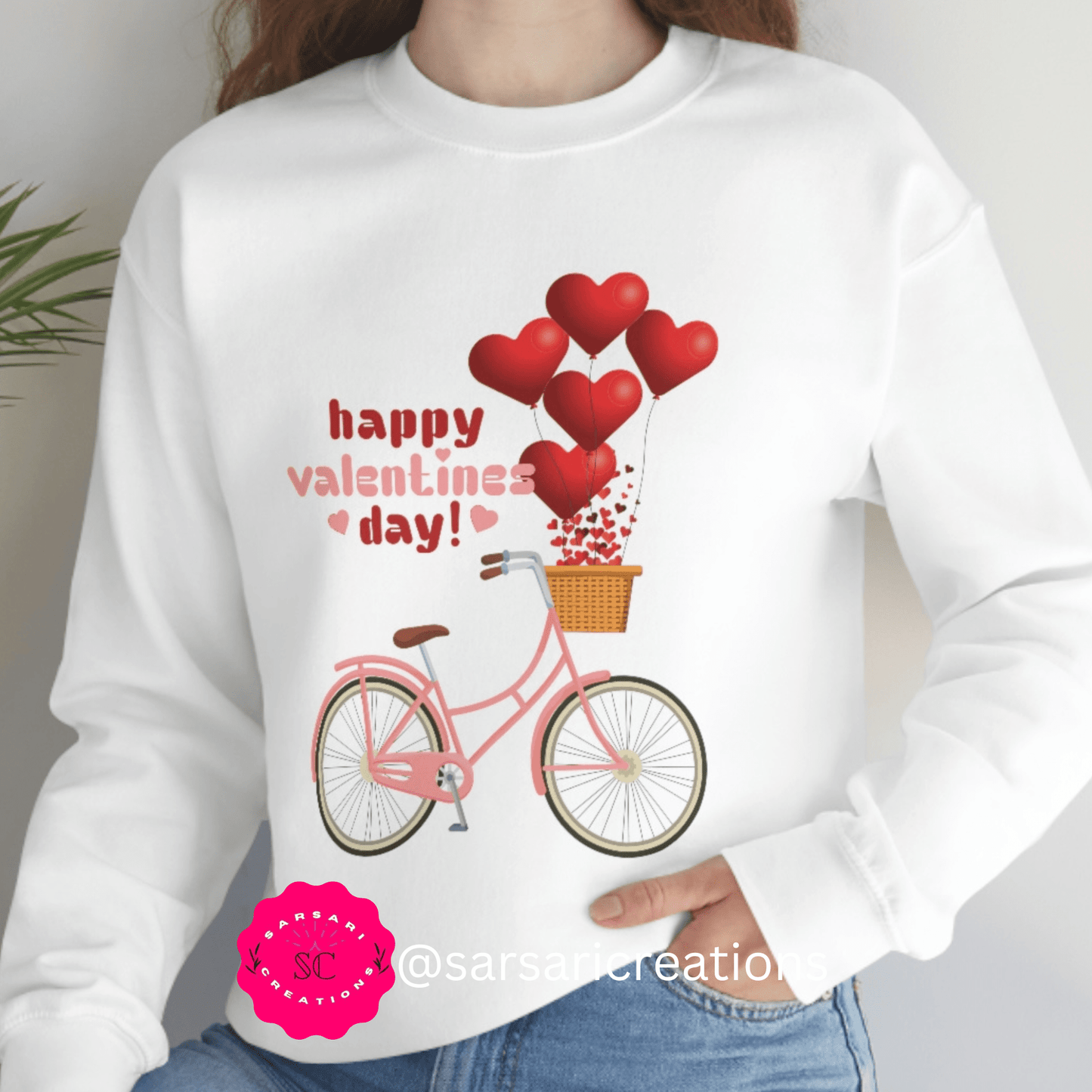 Love on the Cycle with Red Hearts Balloon: 2023 Valentine's Day Sweatshirt