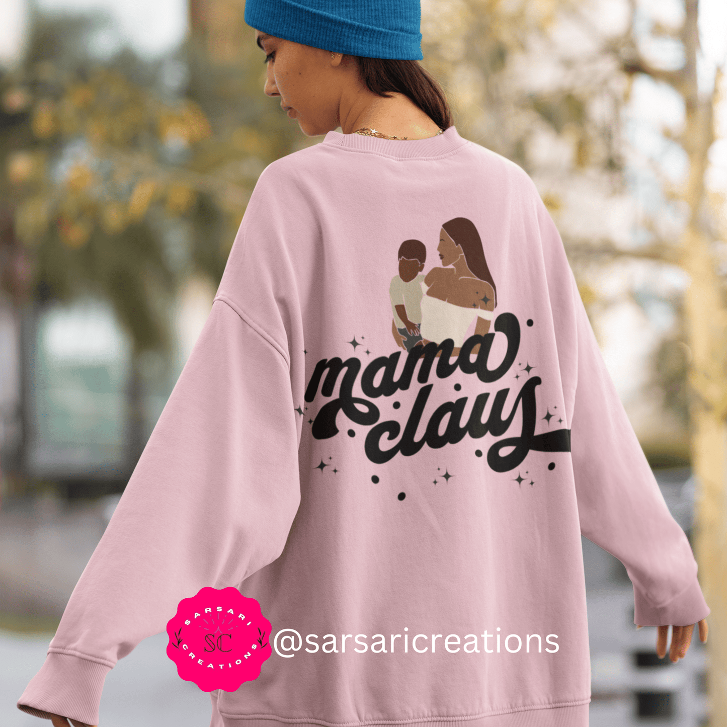 Mama Claus With Graphic Oversized Sweatshirt