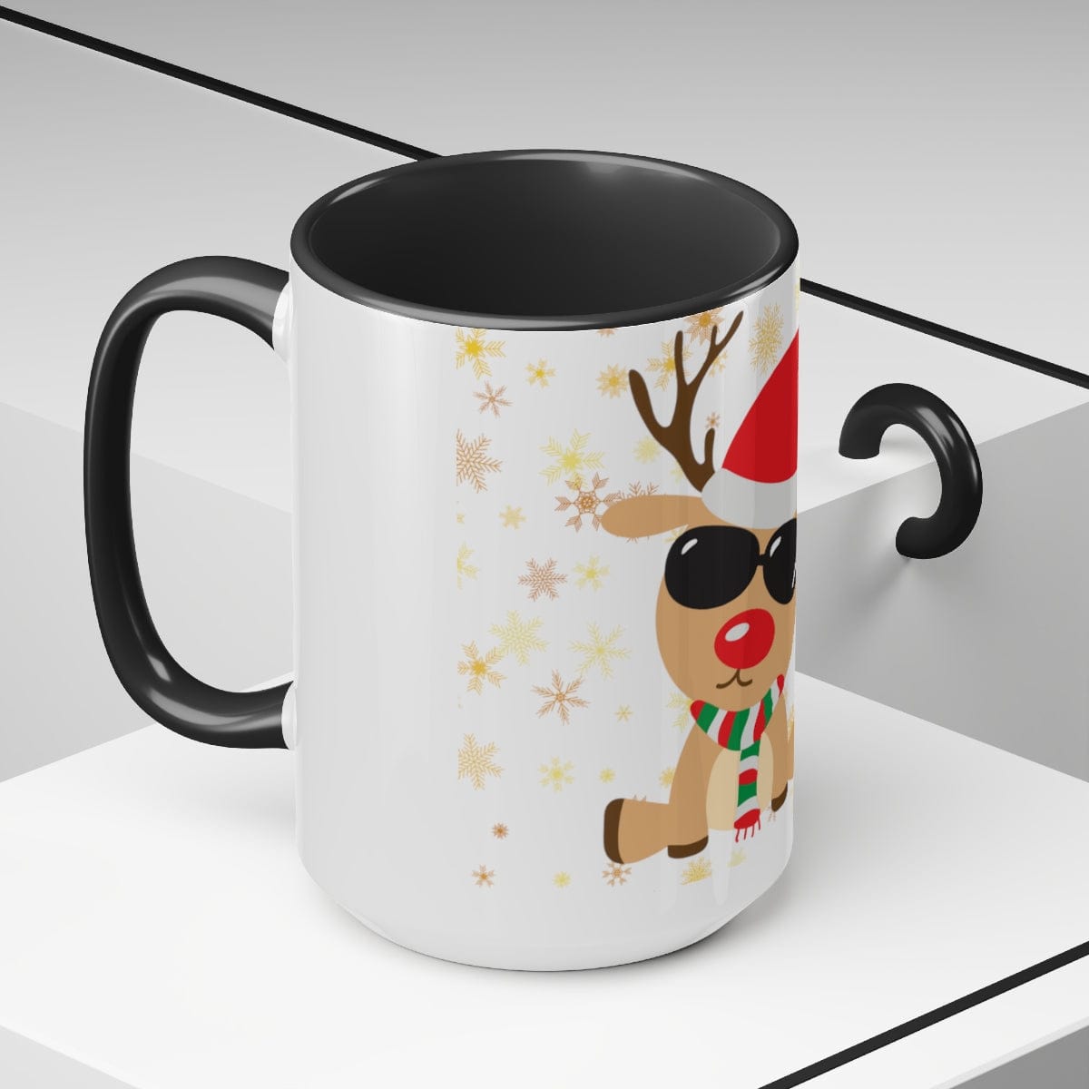 Cute Deer Coffee Mug, Home Decor, Christmas Family Gift 15 oz Two-Tone Coffee Mugs