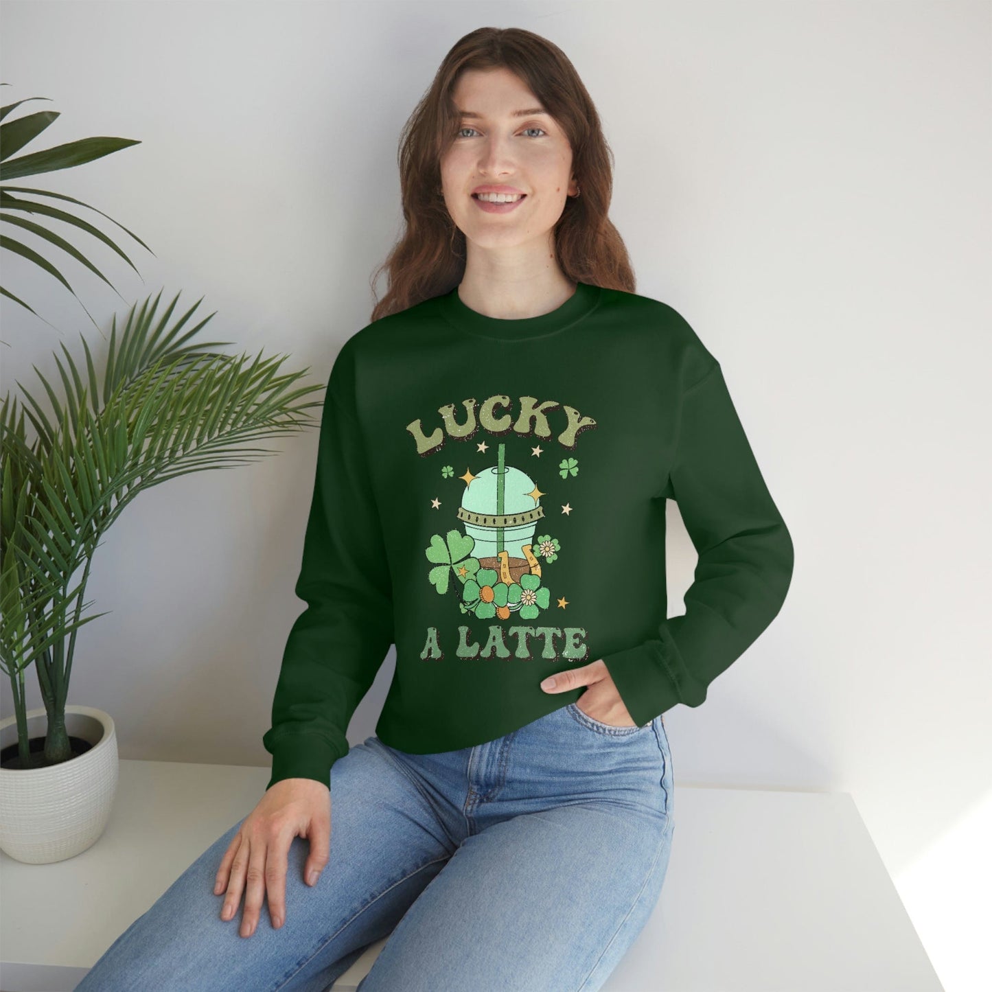 2023 Funny Groovy St. Patrick's Day Unisex Irish Lucky A Latte Sweatshirt