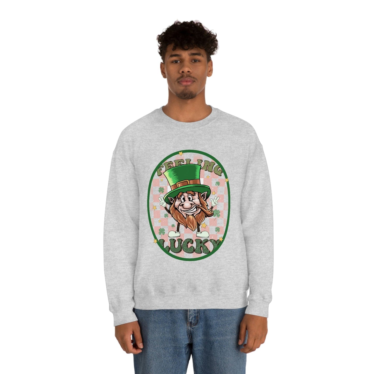 2023 St. Patrick's Day Unisex Lucky Leprechaun Funny Humorous Pink Green Sweatshirt