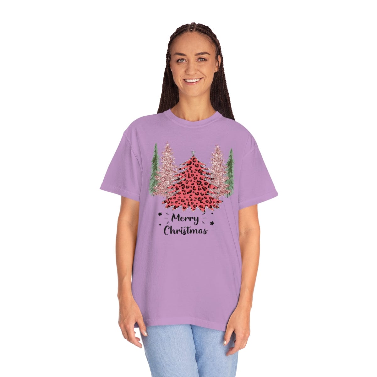 Leopard Plaid Christmas Shirt, Trees Plaid Comfort Colors, Pink Leopard Shirt, Leopard T-Shirt, Holiday Gift