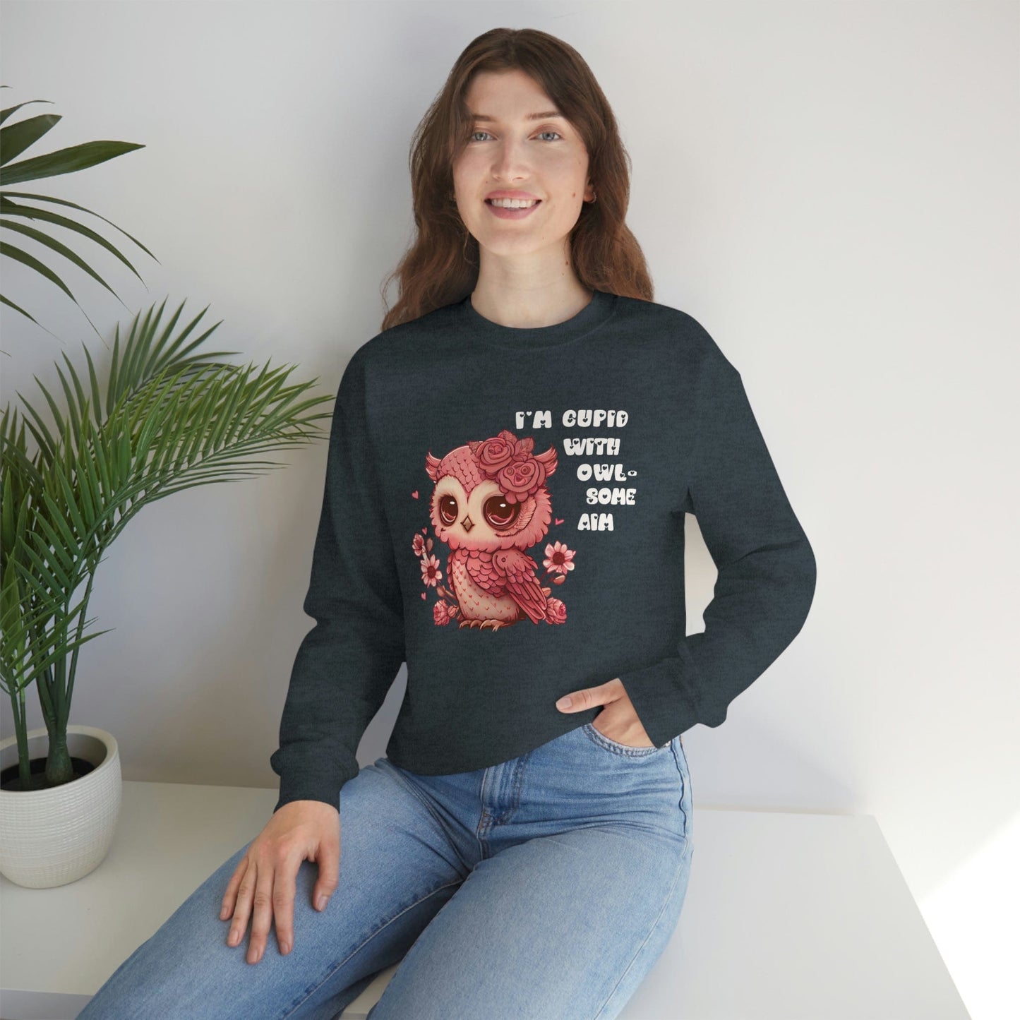2023 Valentine's Day Gift: I'm Cupid with Owl, Some Aim Sweatshirt