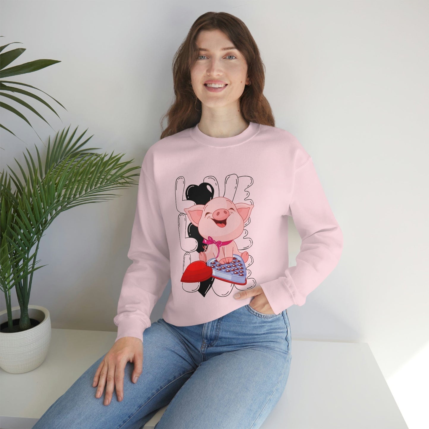 Sweet & Studious: Valentine's Day 2023 Love Piglet Chocolate Study Sweatshirt