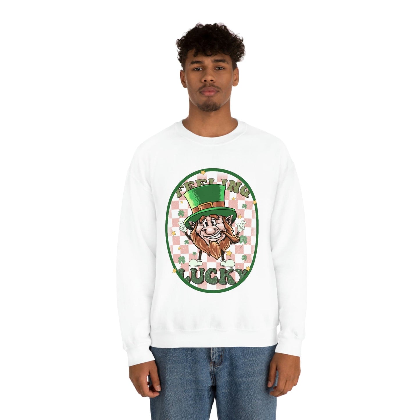 2023 St. Patrick's Day Unisex Lucky Leprechaun Funny Humorous Pink Green Sweatshirt
