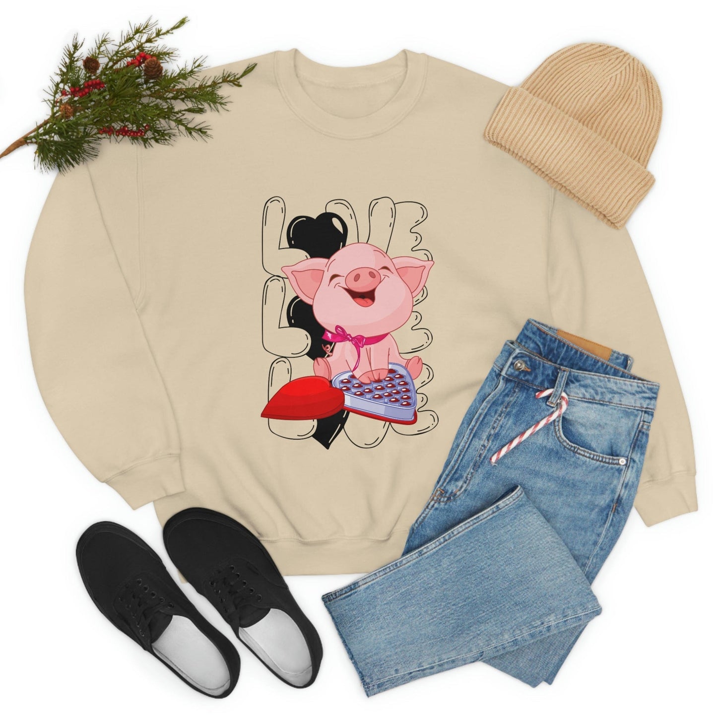 Sweet & Studious: Valentine's Day 2023 Love Piglet Chocolate Study Sweatshirt