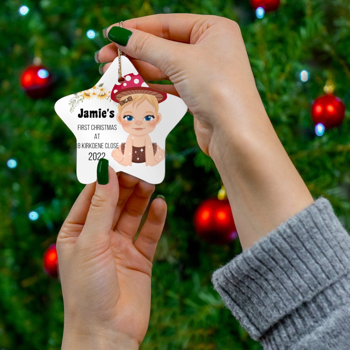 Jamie's First Christmas 2022 Ceramic Ornament, 4 Shapes