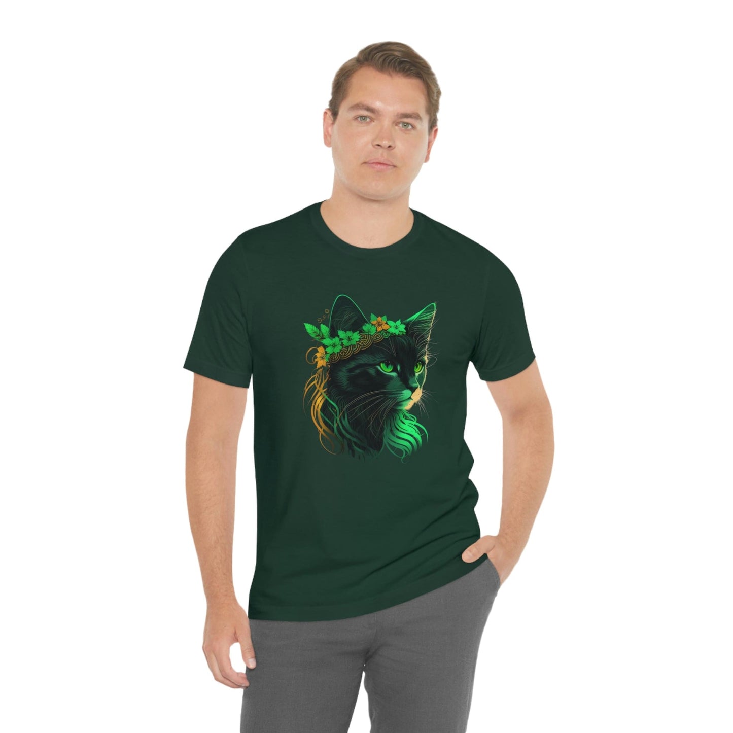 2023 Unisex Green Cat Lover Irish St Patricks Day Funny Gaelic T-Shirt