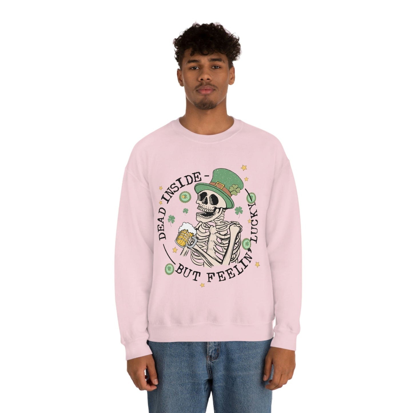 2023 Dead Inside But Feeling Lucky Funny Skeleton St. Patrick's Day Unisex Sweatshirt