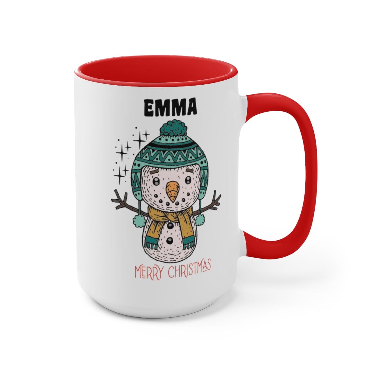 Emma Merry Christmas Mug - Christmas Decor - Gift for Friend - 15 oz Two-Tone Coffee Mugs