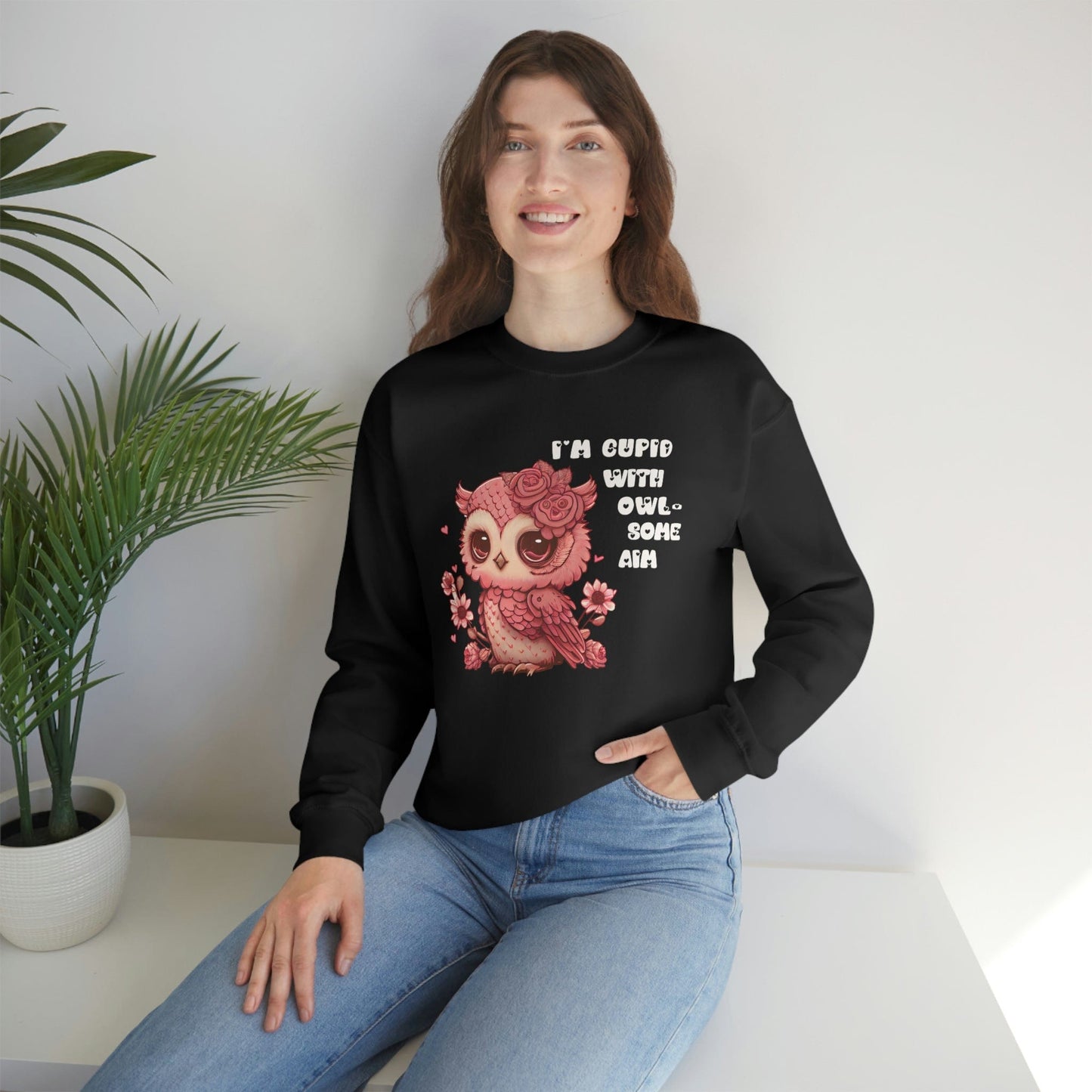 2023 Valentine's Day Gift: I'm Cupid with Owl, Some Aim Sweatshirt