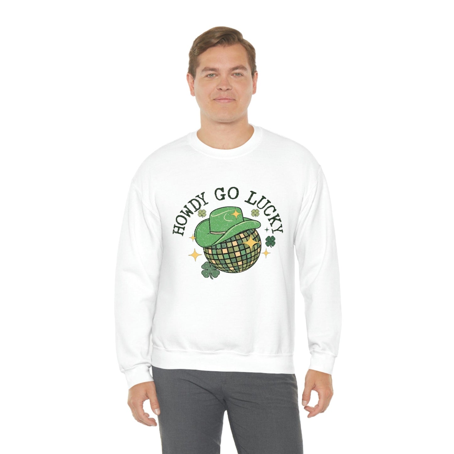 2023 Funny Sarcastic St. Patrick's Day Unisex Irish Howdy Go Lucky Cowboy Sweatshirt