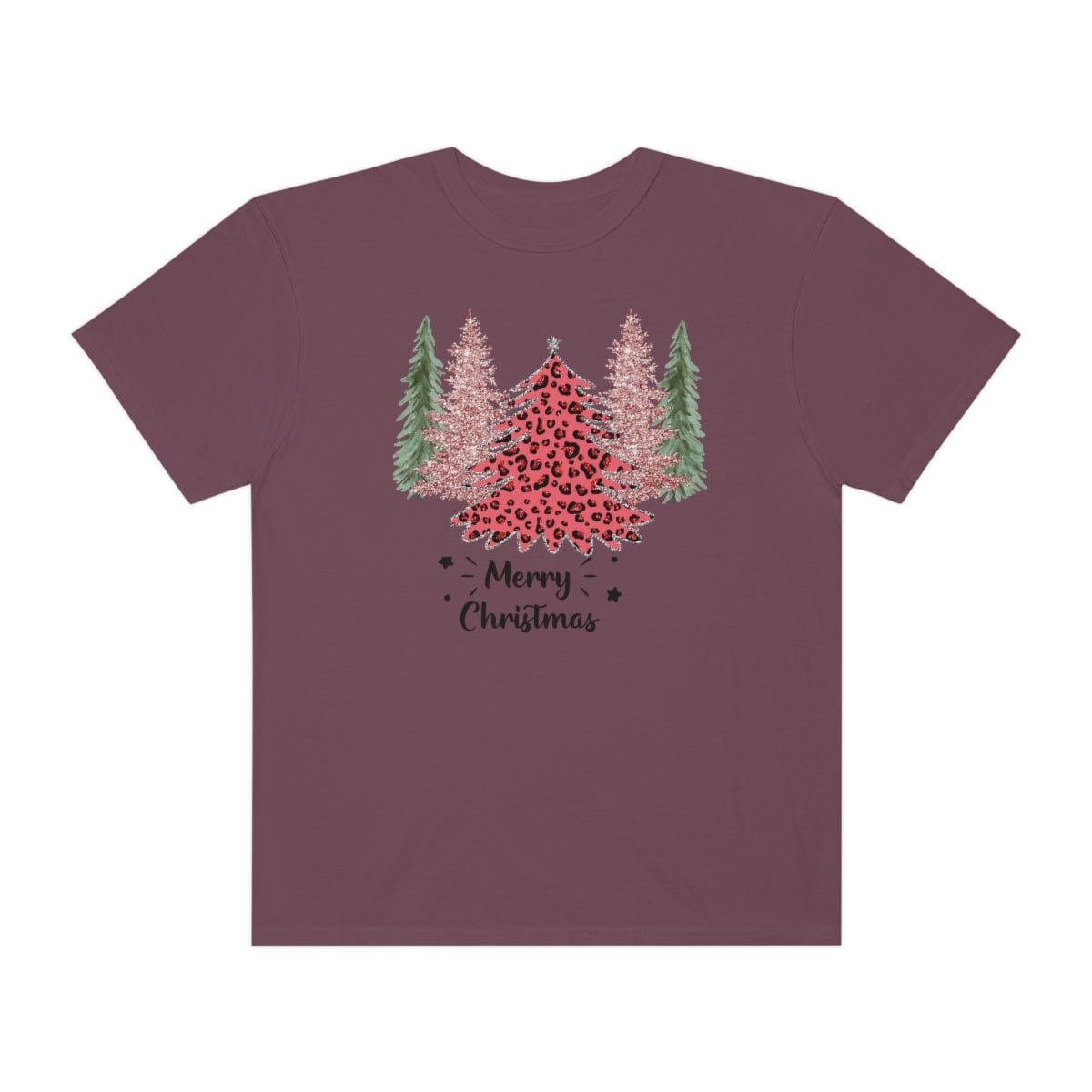 Leopard Plaid Christmas Shirt, Trees Plaid Comfort Colors, Pink Leopard Shirt, Leopard T-Shirt, Holiday Gift