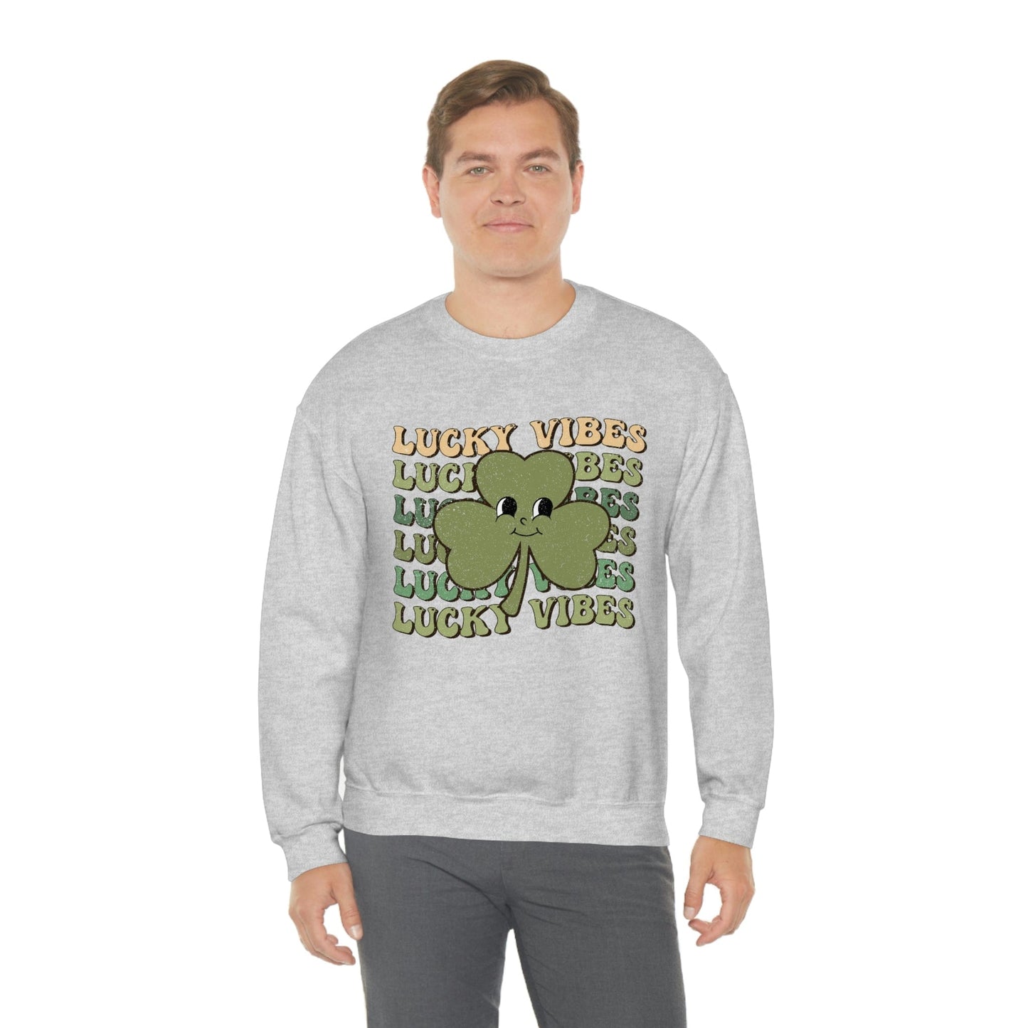 2023 Funny Groovy St. Patrick's Day Unisex Irish Lucky Vibes Clover Sweatshirt