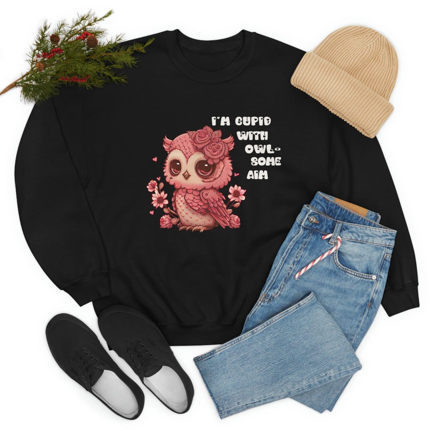 2023 Valentine's Day Gift: I'm Cupid with Owl, Some Aim Sweatshirt