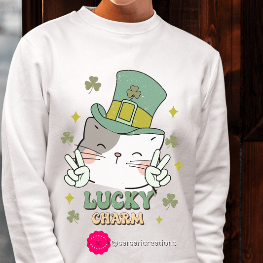 2023 Funny Sarcastic St. Catrick's Day Unisex Irish Lucky Cat Lover Sweatshirt
