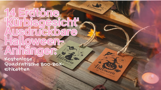 14 Erdtöne 'Kürbisgesicht' Ausdruckbare Halloween-Anhänger: Kostenlose Quadratische Boo-Box-Etiketten