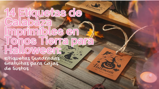 14 Etiquetas de Calabaza Imprimibles en Tonos Tierra para Halloween: Etiquetas Cuadradas Gratuitas para Cajas de Sustos