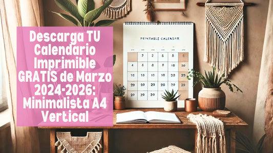 Descarga TU Calendario Imprimible GRATIS de Marzo 2024-2026 Minimalista A4 Vertical