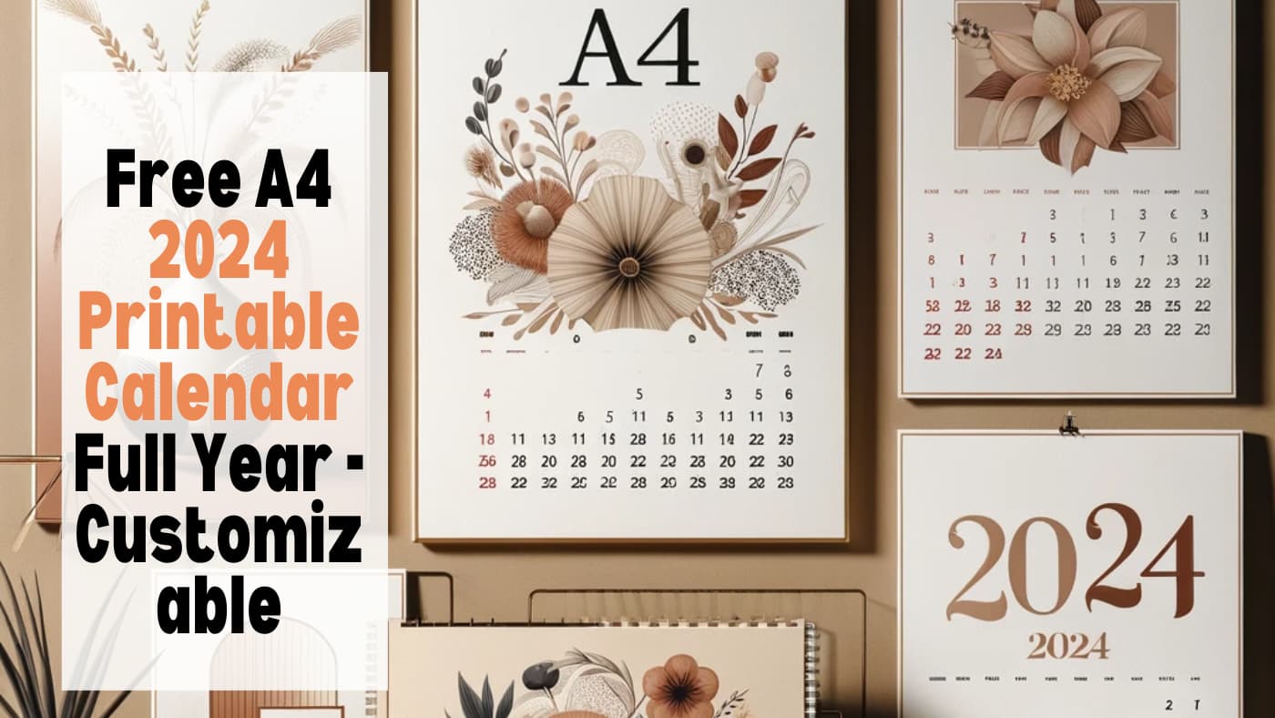 ๐Free Calendar Templates PDF A4 2024 Full Yearly - Customizable ๏ธ ...