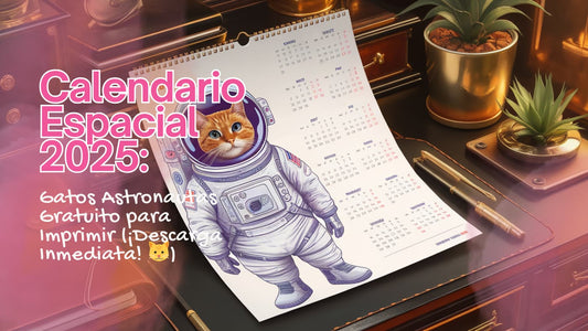 Calendario Espacial 2025: Gatos Astronautas Gratuito para Imprimir (¡Descarga Inmediata! 🐱)