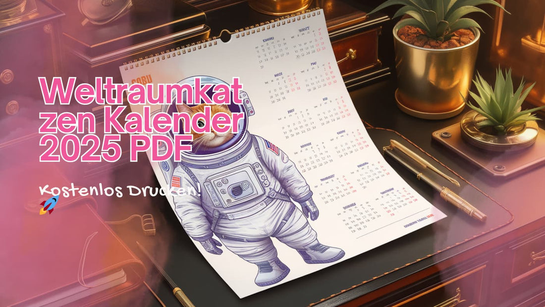 Weltraumkatzen Jahreskalender 2025 zum Ausdrucken (Kostenloser Download!)