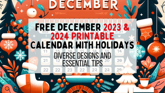 colorful illustration of December season for the article titled "free december 2023 & 2024 printable calendar" in orange, green and blue color tones.