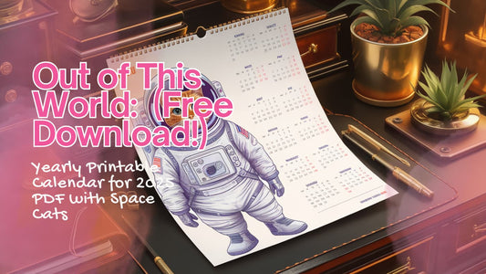 Out of This World: Yearly Printable Calendar for 2025 PDF with Space Cats (Free Download!)