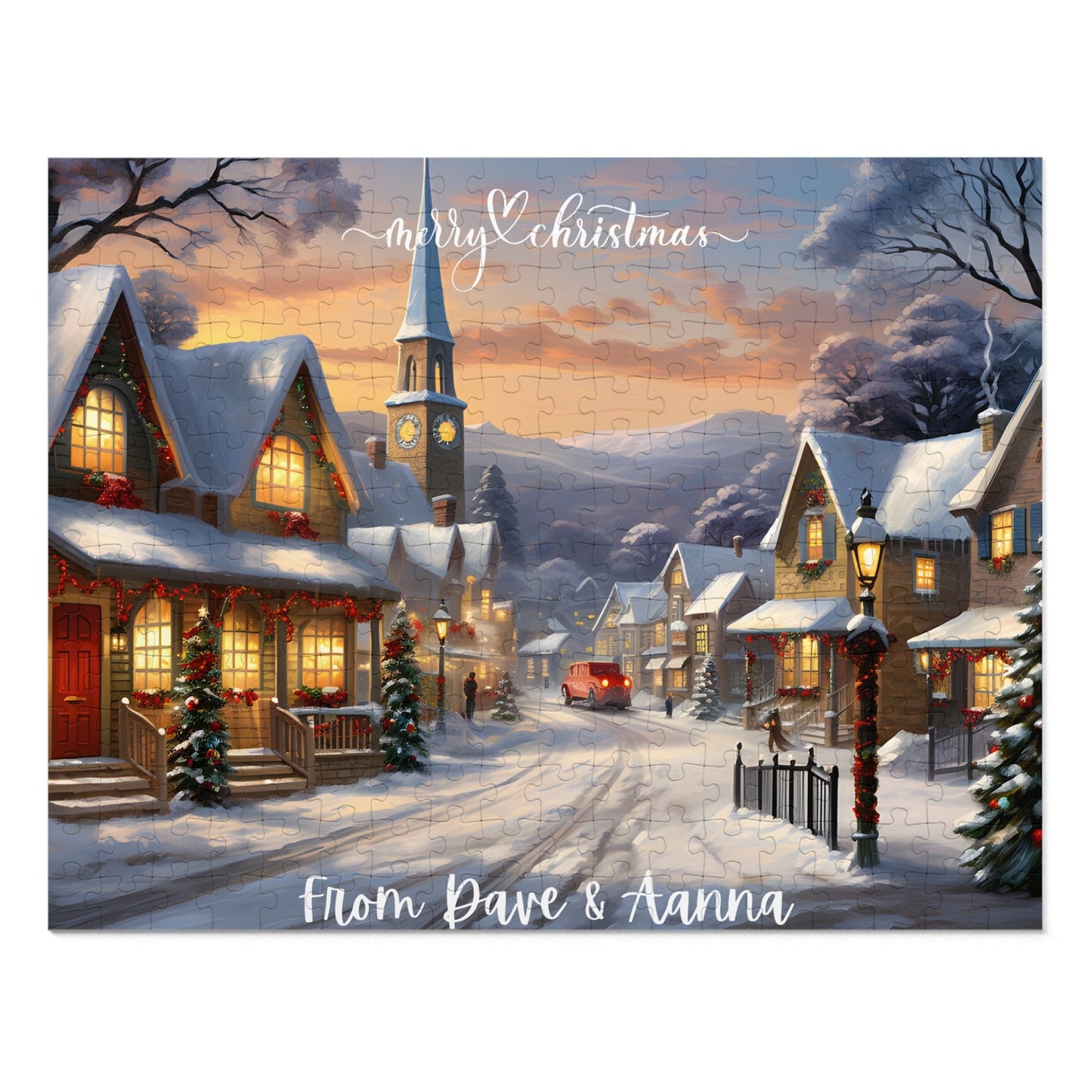 Customized Jigsaw Puzzle Gift 1000 Pieces: Snowy Village | Custom Text with Sizes (110-1000 Pieces) | Challenging Puzzle | Ideal Gift | Educational Family Activity