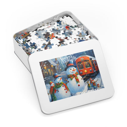 Customizable Jigsaw Puzzle Gift 1000 Pieces: Snowman Adventures | Custom Text with Sizes (110-1000 Pieces) | Challenging Puzzle | Ideal Gift | Educational Family Activity