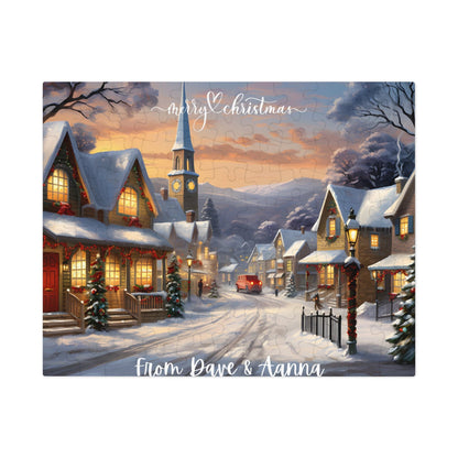 Customized Jigsaw Puzzle Gift 1000 Pieces: Snowy Village | Custom Text with Sizes (110-1000 Pieces) | Challenging Puzzle | Ideal Gift | Educational Family Activity