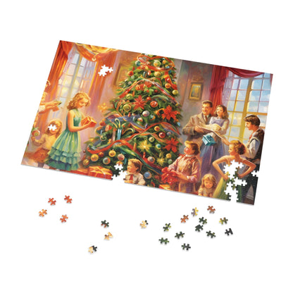 Modern Christmas Jigsaw Puzzle (1000 Pieces):Oil-Painted Home Party Scene | Custom Sizes (110-1000 Pieces) | Challenging Festive Activity | Ideal Holiday Gift | Brain Teasing Game for Kids & Adults