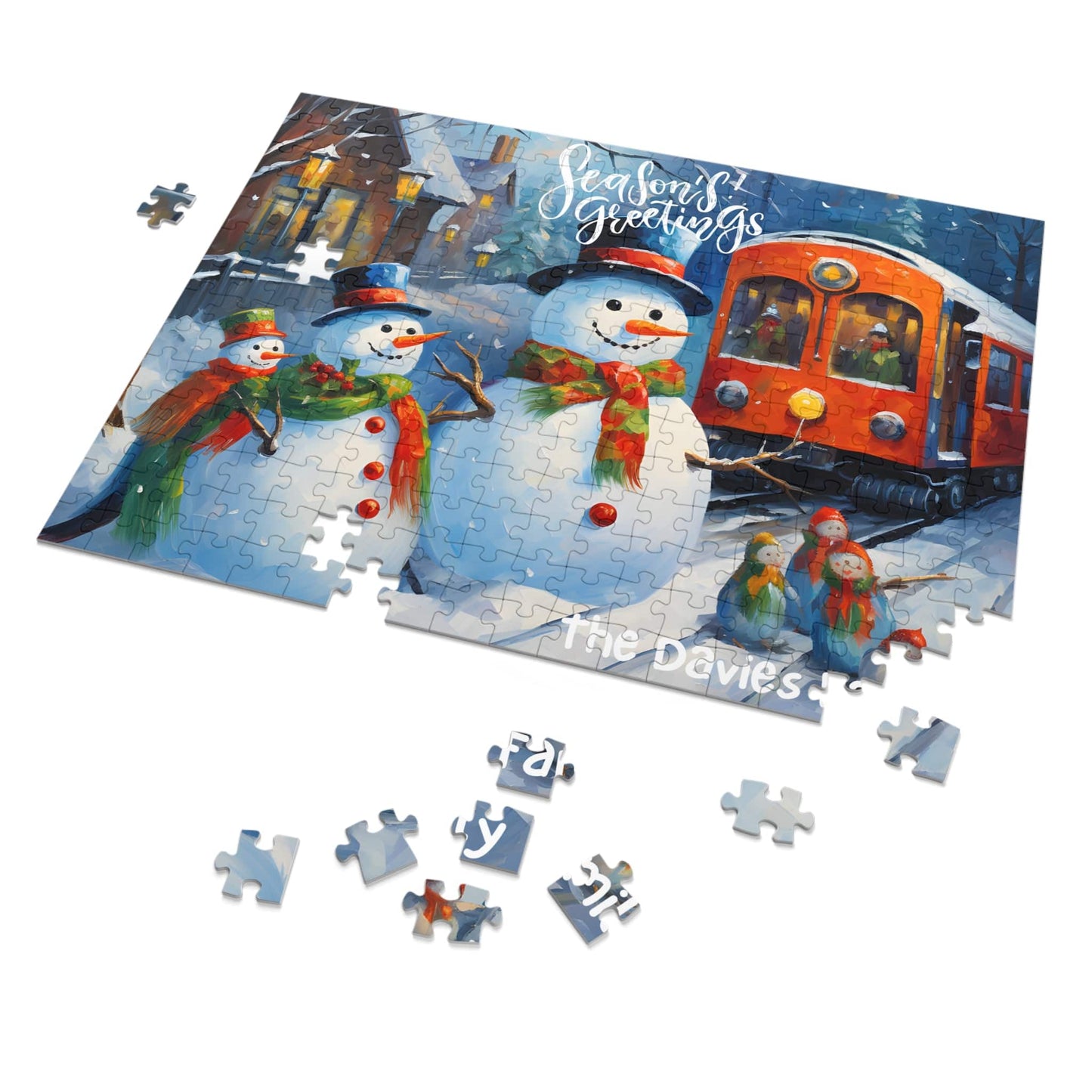 Customizable Jigsaw Puzzle Gift 1000 Pieces: Snowman Adventures | Custom Text with Sizes (110-1000 Pieces) | Challenging Puzzle | Ideal Gift | Educational Family Activity