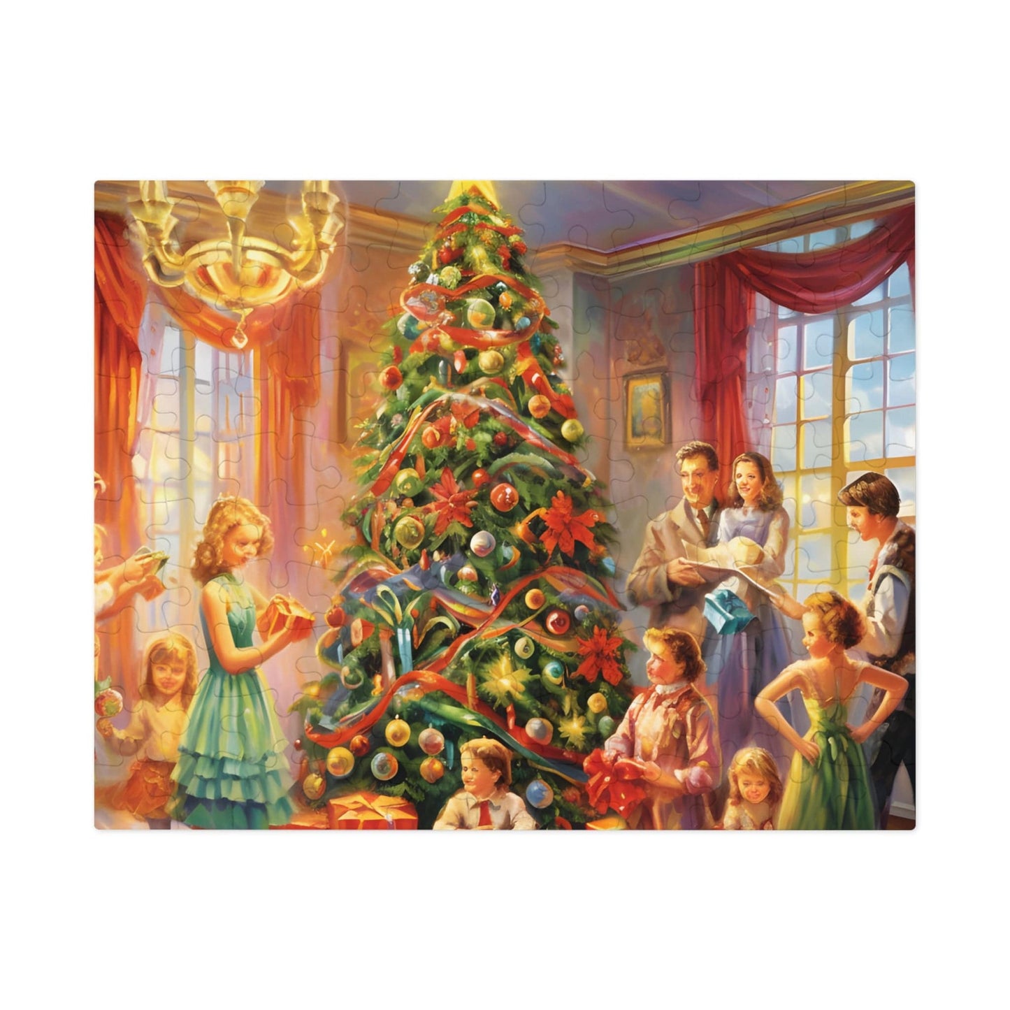 Modern Christmas Jigsaw Puzzle (1000 Pieces):Oil-Painted Home Party Scene | Custom Sizes (110-1000 Pieces) | Challenging Festive Activity | Ideal Holiday Gift | Brain Teasing Game for Kids & Adults