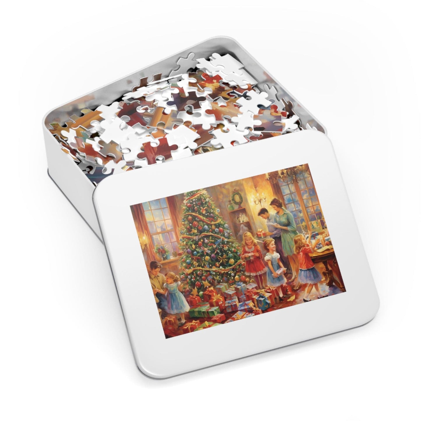 Christmas Tree Jigsaw Puzzle 1000 Piece: Family Putting Gifts Around Christmas Tree |Custom Sizes (110-1000) | Hardest Jigsaw Puzzles| Limited Edition Festive Gift | Stress-Relieving Activity for Kids & Adults